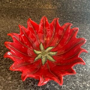 CKRO Ceramic Poinsettia Serving Dish